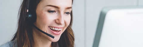 female call centre employee at job