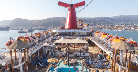 aerial view of a cruise ship Carnival Inspiration pool area