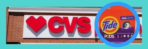 A collage of CVS and Tide Pods