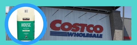 A collage of Costco Wholesale and Kirkland Coffee