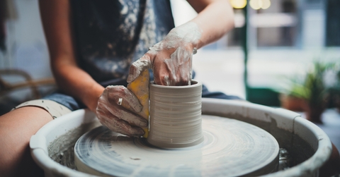ceramics maker working with pottery