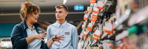 supermarket manager giving training