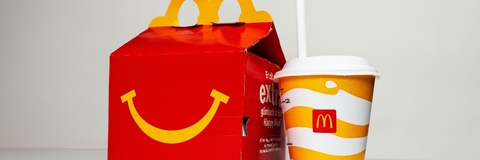 Happy meal box with soda on the side