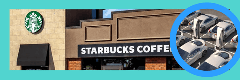 Starbucks exterior with EV charging stations