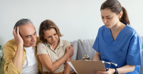 Doctor telling diagnosis to senior patients