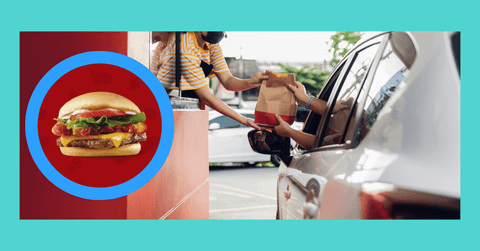Drive thru order and Wendy&#x27;s Jr. Bacon Cheeseburger