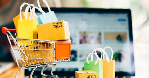 shopping trolley online shopping delivery concept