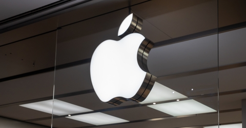 Close up of Apple logo