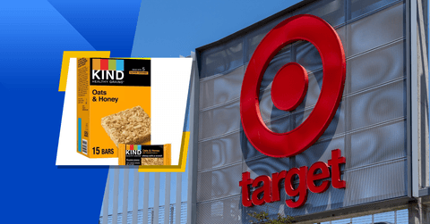 KIND oats and honey bars with Target storefront