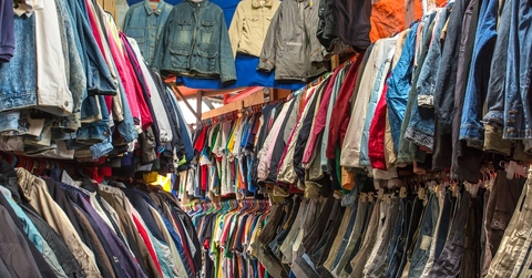 clothes at thrift store