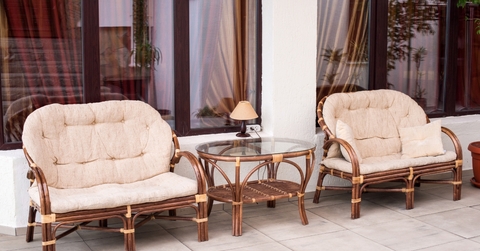rattan furniture in outdoor area
