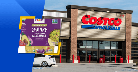 Good Foods Traditional Chunky Guacamole from Costco with storefront