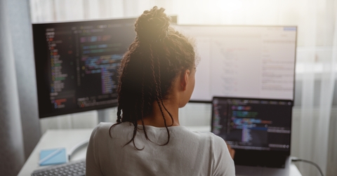 female programmer working
