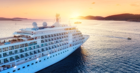 cruise liner on Adriatic sea at sunset