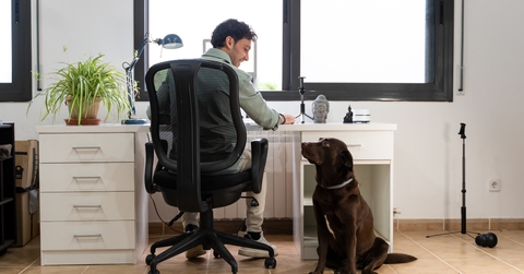 man working from home