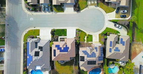top view of suburban homes