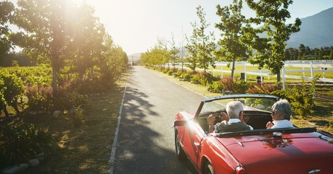 road trip on a convertible car