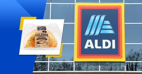Aldi exterior logo and featured product
