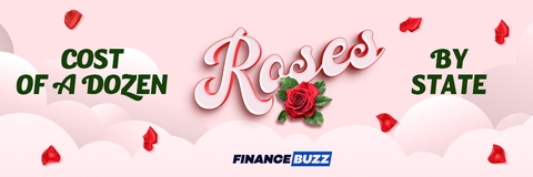 Graphic with the text &quot;Cost of a dozen roses by state&quot;