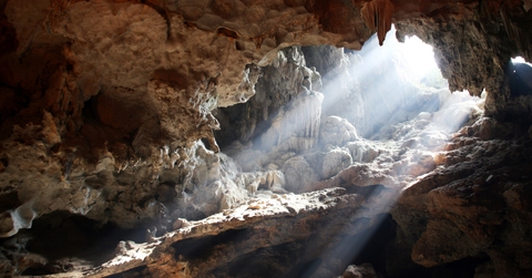 Light pouring into a cave 