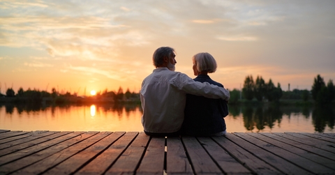 romantic holiday senior loving sunset