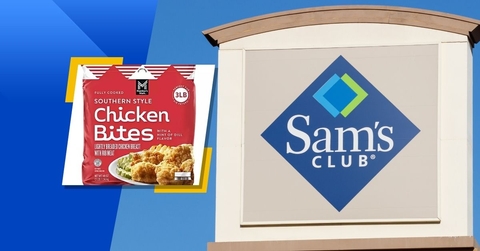 Sam&#x27;s club storefront with Member&#x27;s Mark Chicken Bites