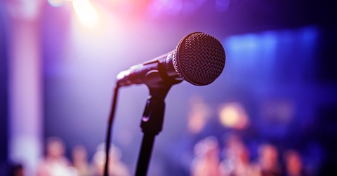 The microphone on stage before the artist performance