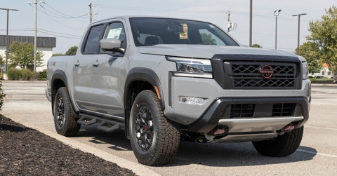 Nissan Frontier pickup truck on display