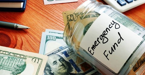 emergency fund in the glass jar
