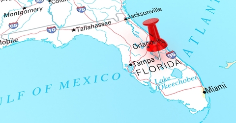 map of florida push pin