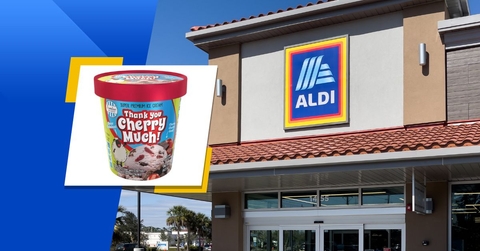 Aldi store exterior and featured item