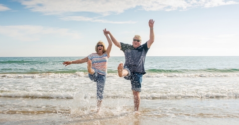 senior couple having fun in summer