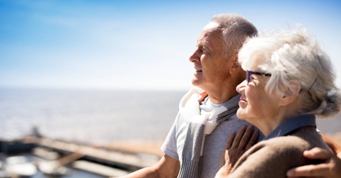 Affectionate mature couple on cruise