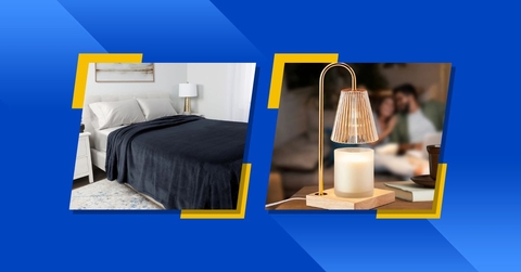 a bedroom and a lamp