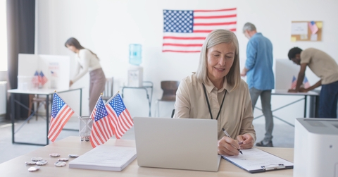 American citizens visiting local polling station