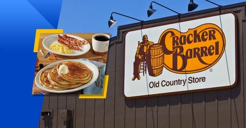 cracker barrel store exterior and featured item