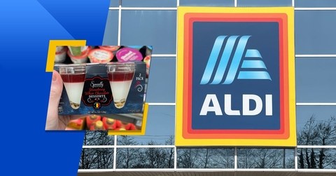 aldi store exterior and featured item