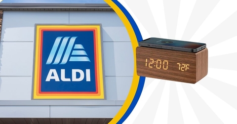Aldi store exterior and featured item