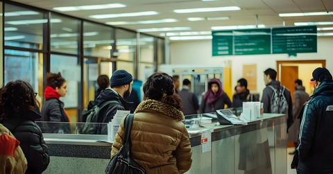 bustling immigration office