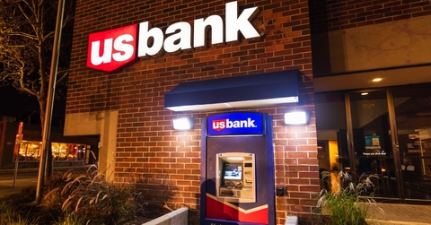 Picture of US Bank branch and ATM at night