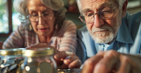 senior couple saving money
