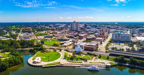 aerial view of downtown montgomery alabama
