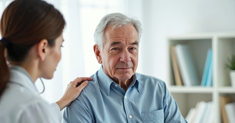 Elderly man sitting in a doctor&#x27;s office