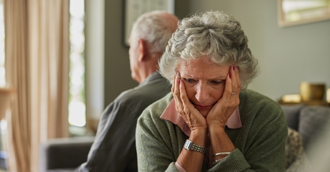 Depressed senior woman with relationship difficulties