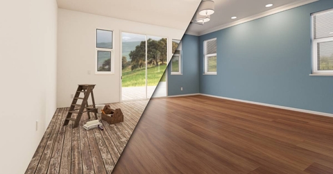 Unfinished Old and Newly Remodeled Room of House