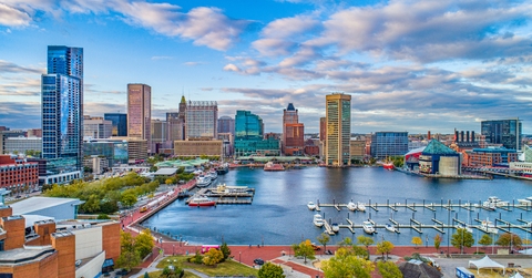 aerial view of baltimore maryland usa