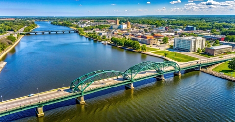 aerial view of the bridge over fox river