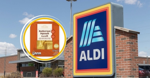 aldi store exterior logo and featured item