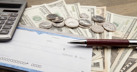 check, paycheck, bank account