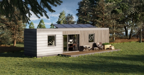 Container home with solar pannels